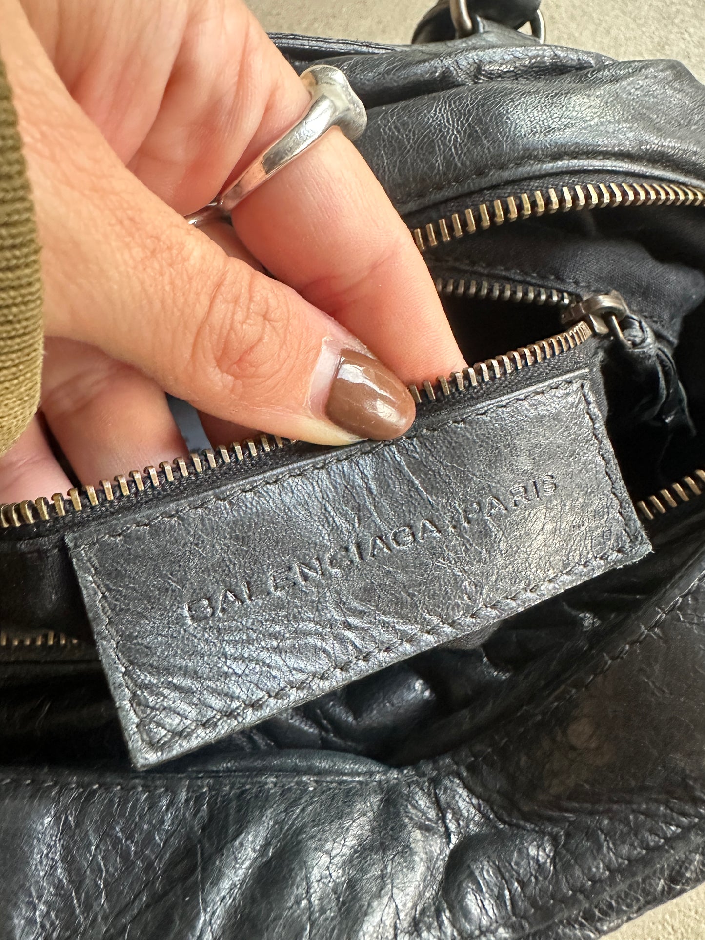 Vintage Black Balenciaga City Style Shoulder Bag