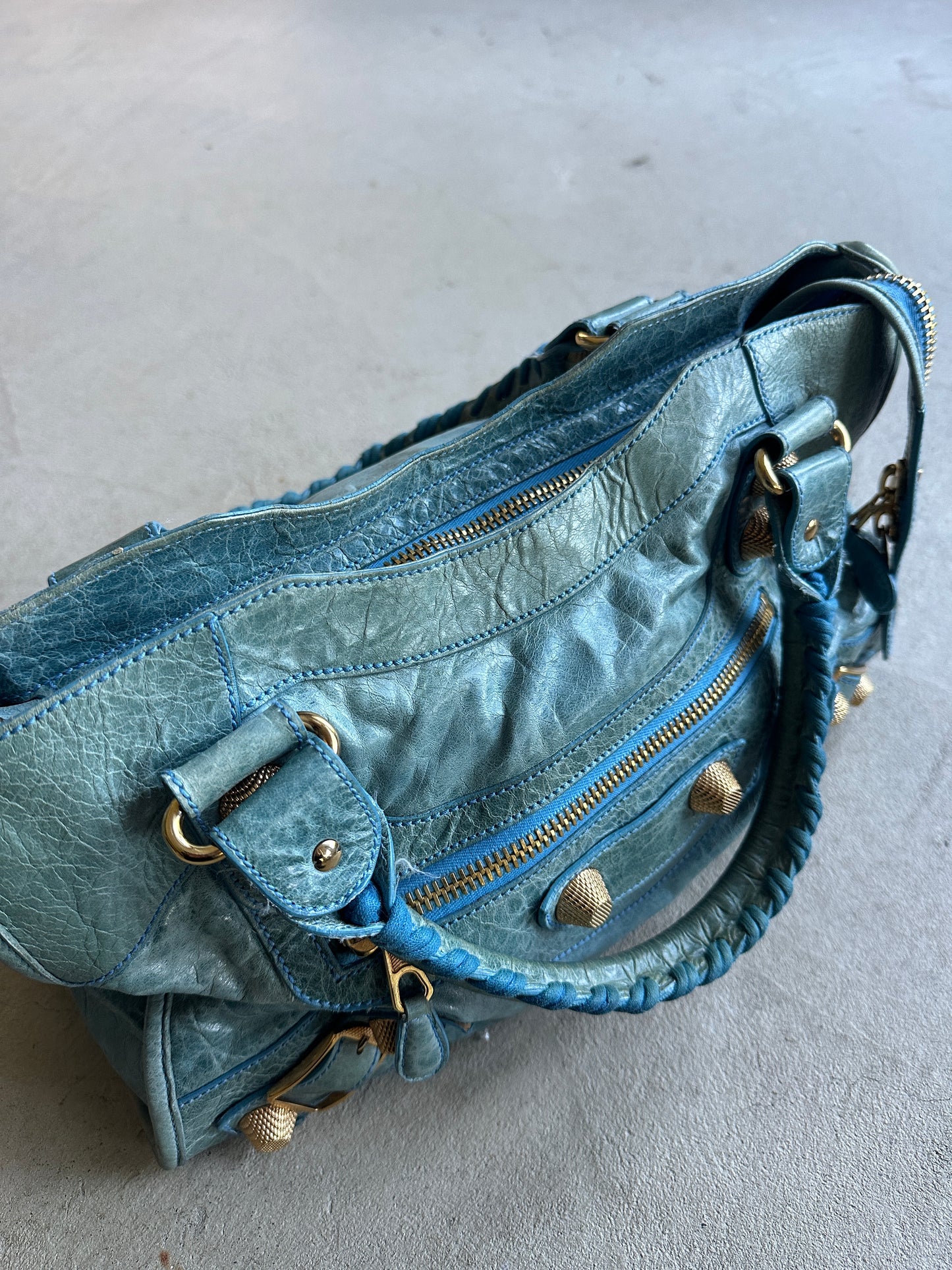 Vintage Faded Blue Balenciaga City Bag