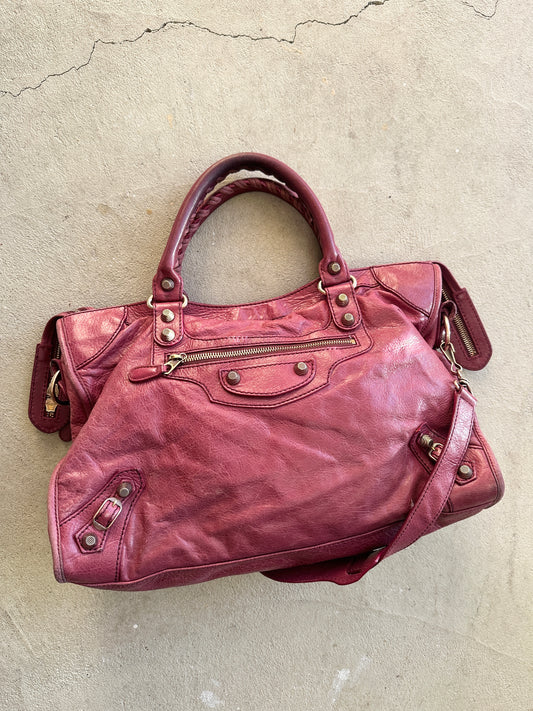Vintage Burgundy Balenciaga City Bag