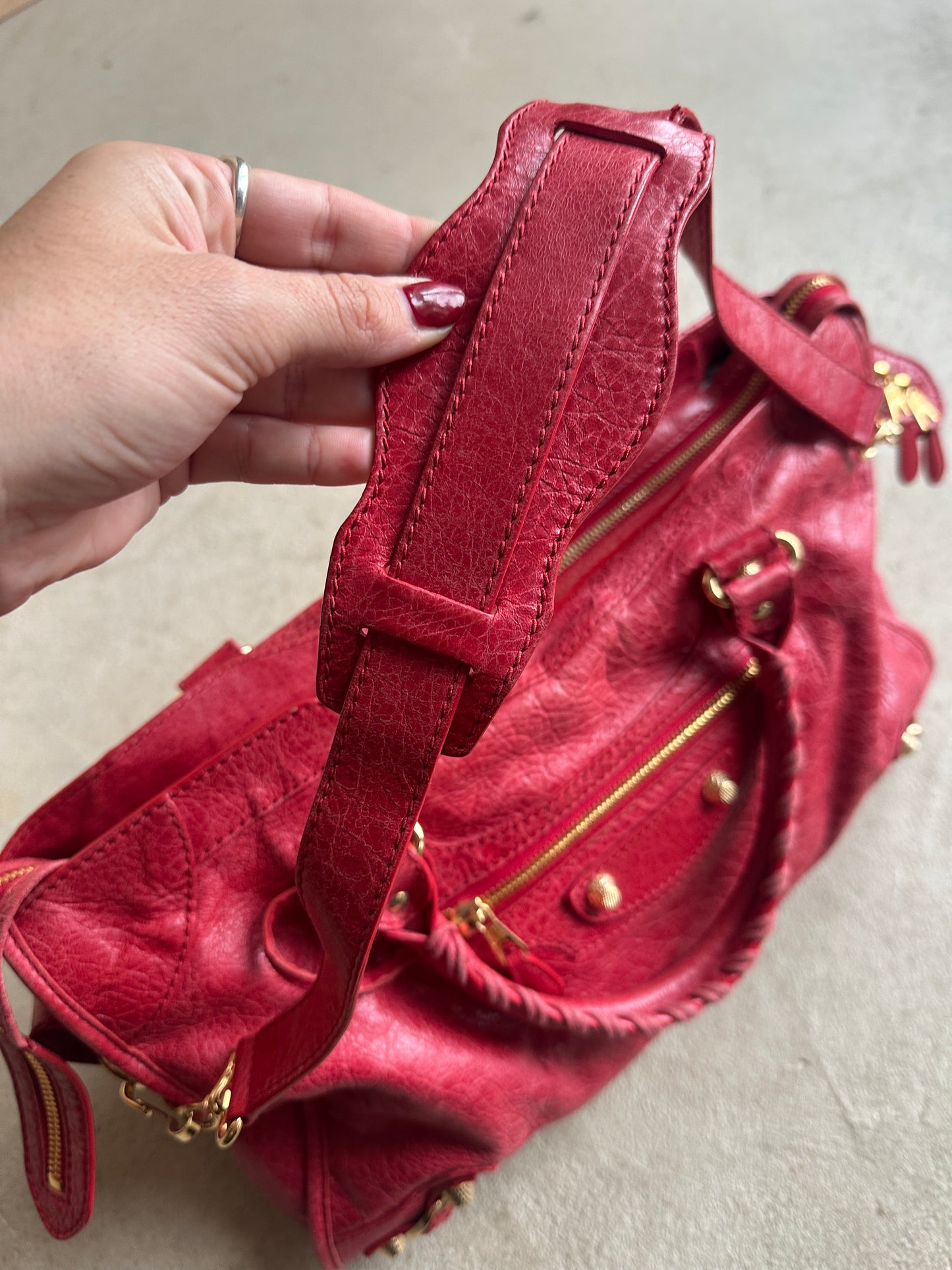 Vintage Red Balenciaga City Bag