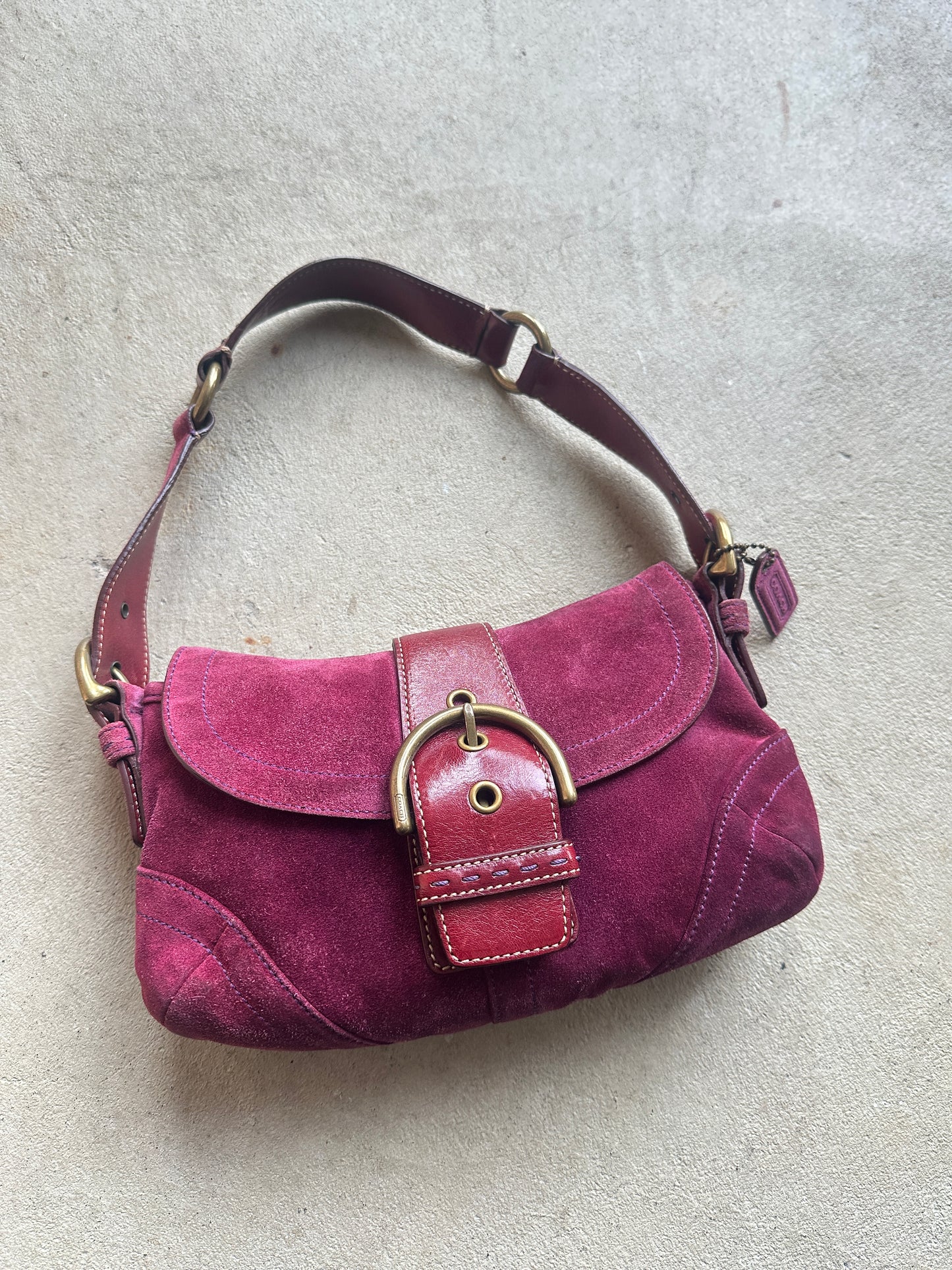 Vintage Purple Suede Coach Soho Mini Shoulder Bag