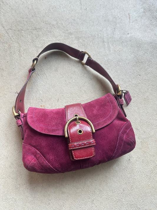 Vintage Purple Suede Coach Soho Mini Shoulder Bag