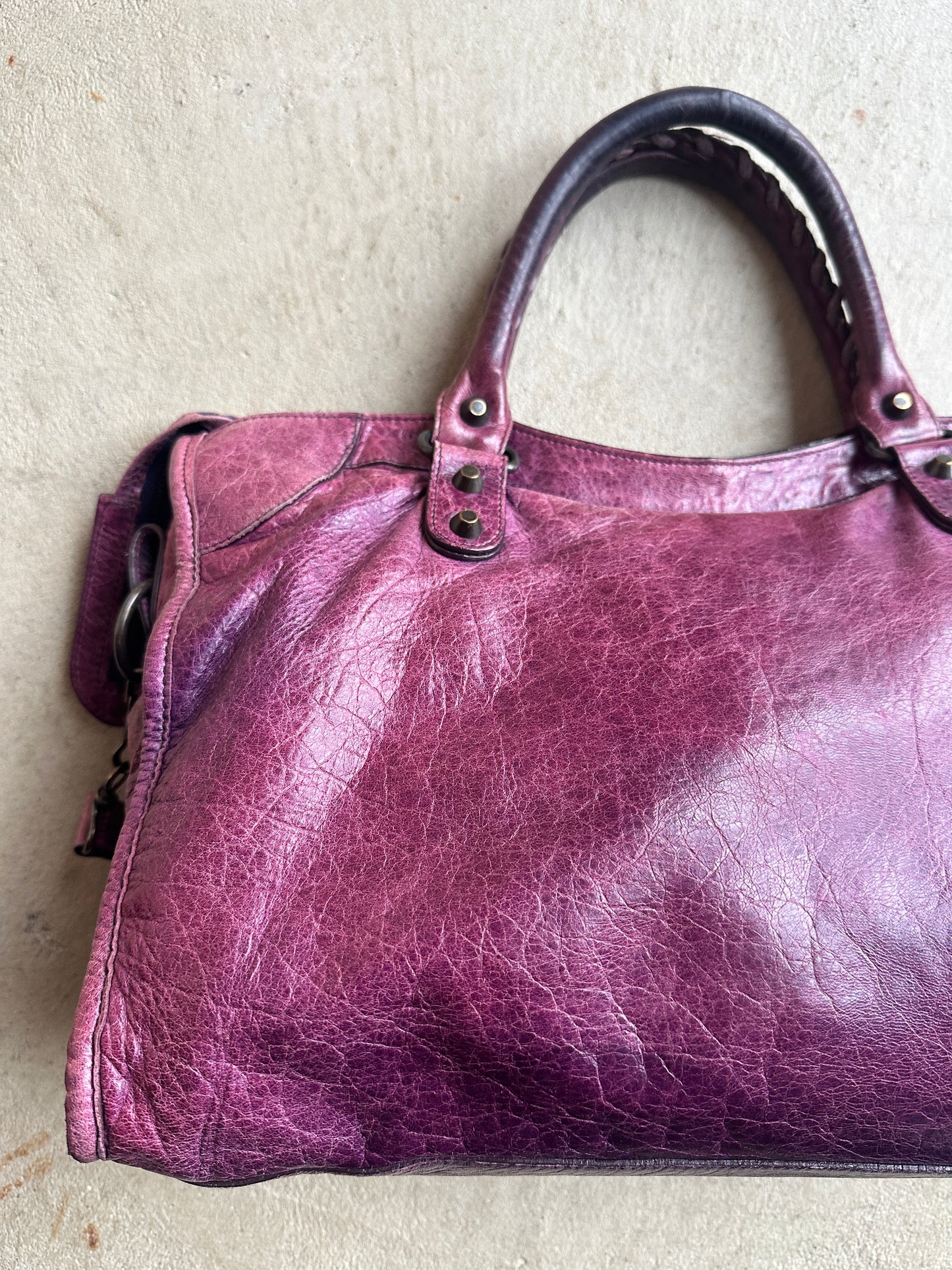 Vintage Maroon/burgundy Balenciaga City Bag