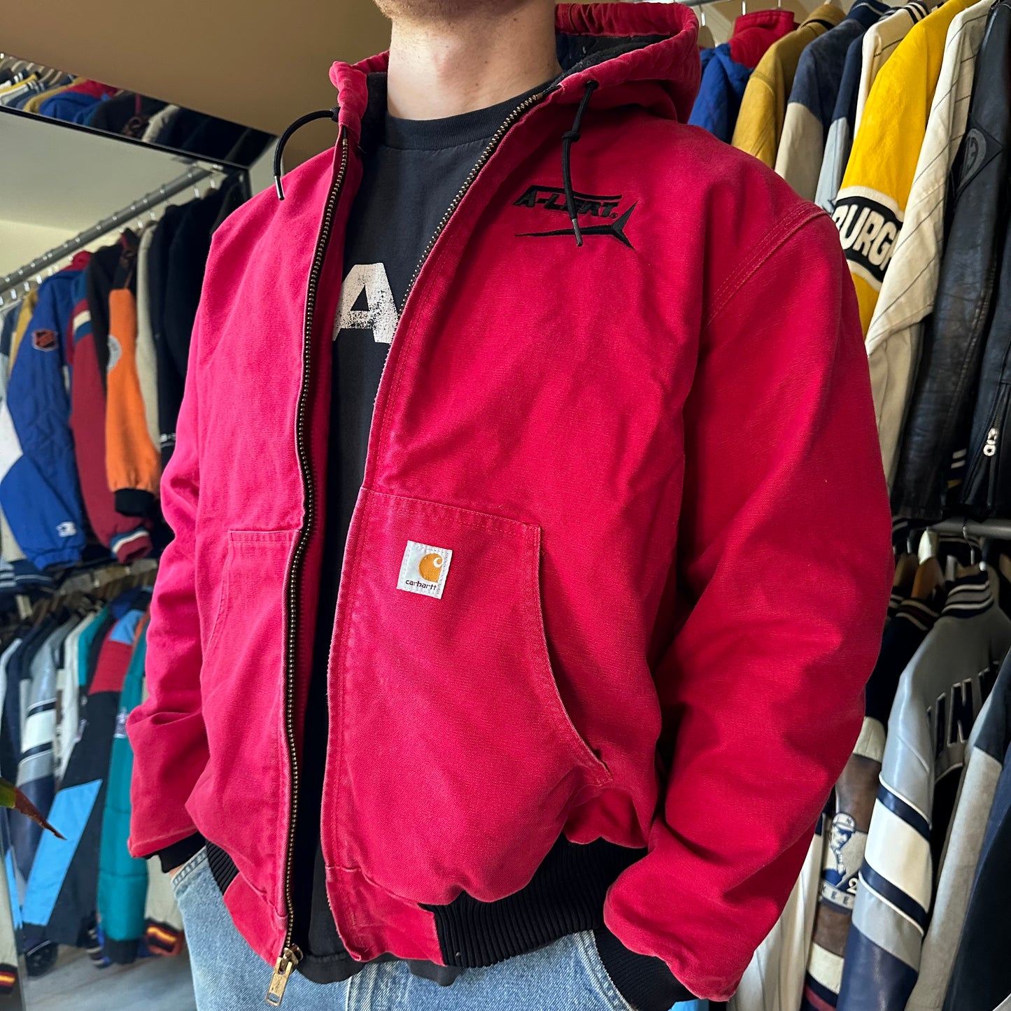 Vintage Carhartt Red Hooded Jacket - XL