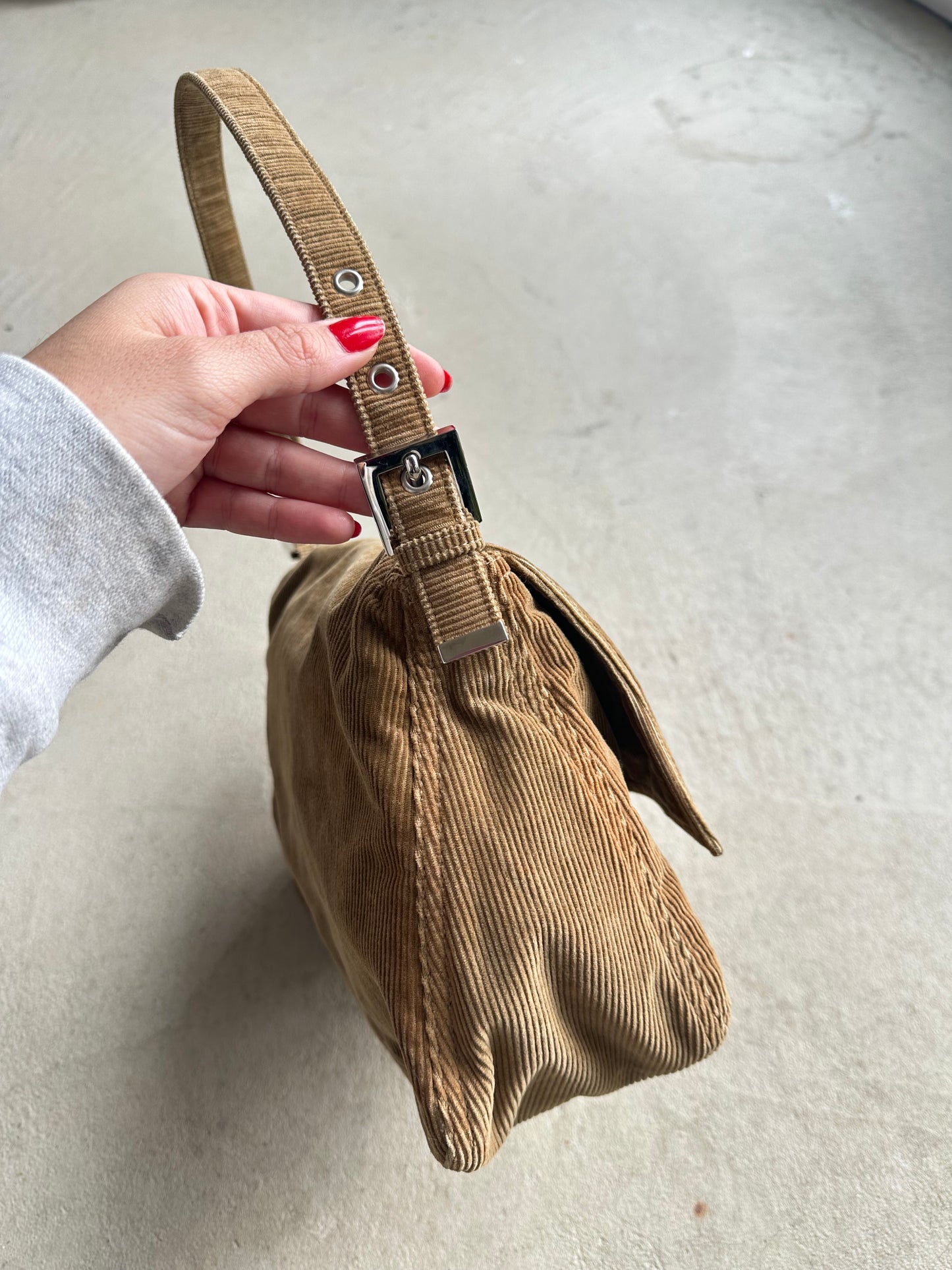 Vintage Fendi Brown Corduroy Mama Baguette