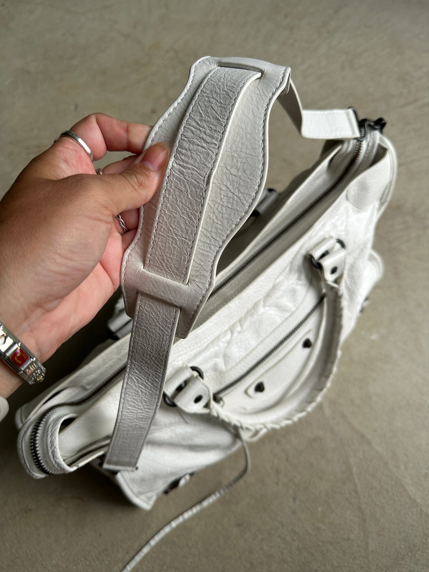 Vintage White Balenciaga City Bag