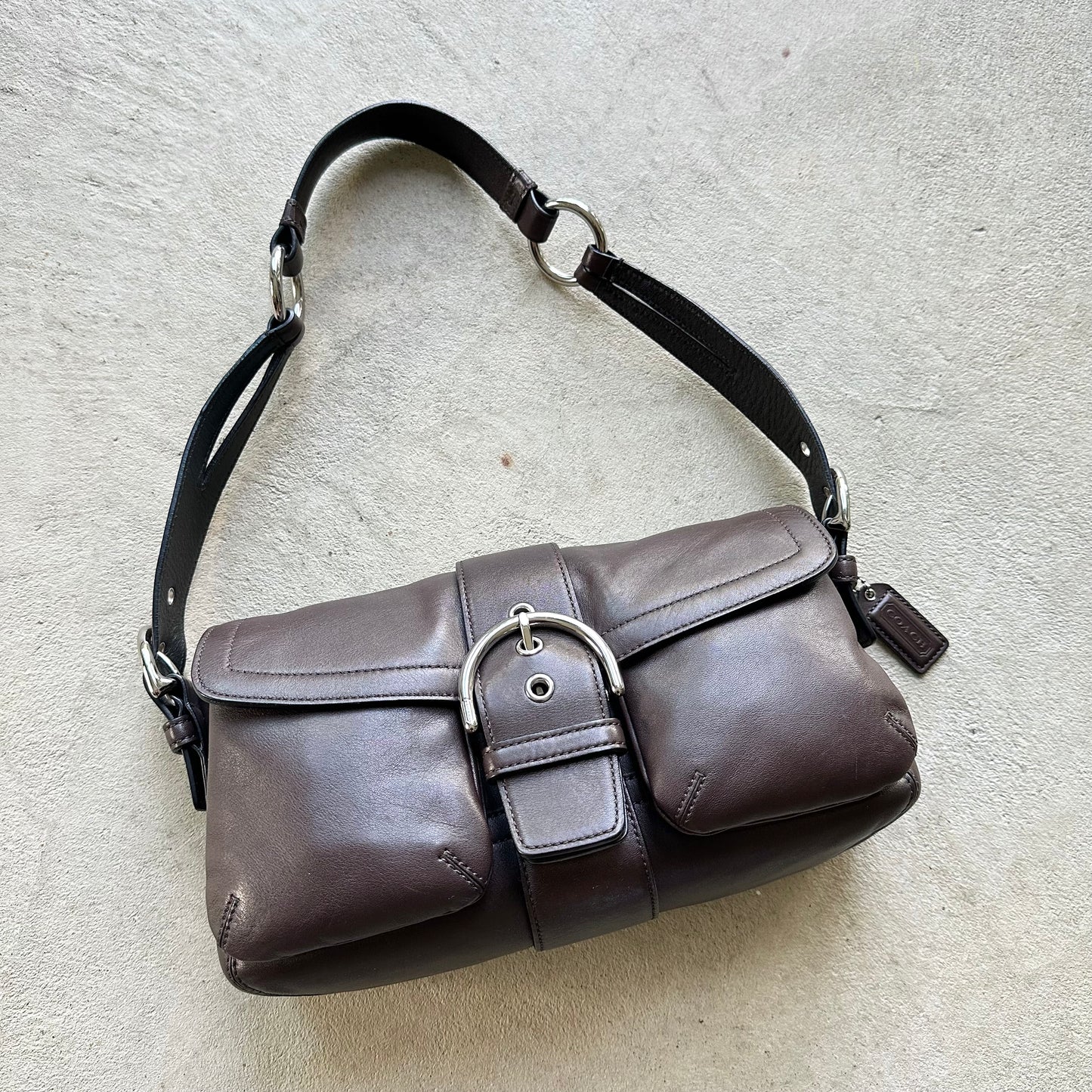 Vintage Y2K Coach Brown Square Soho Leather Shoulder Bag