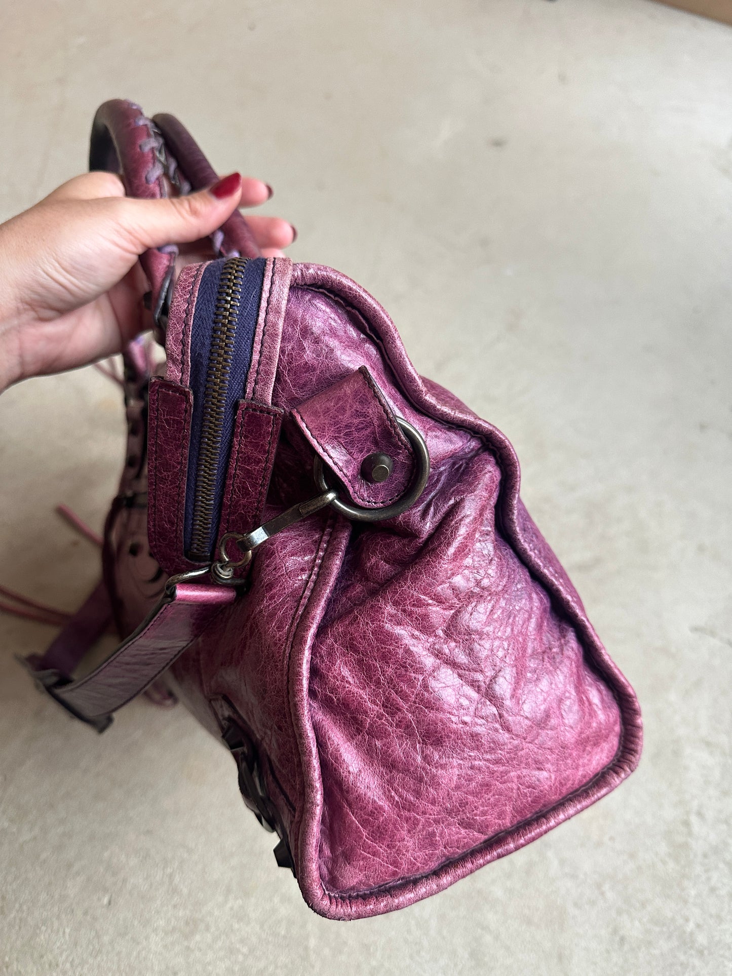 Vintage Maroon/burgundy Balenciaga City Bag