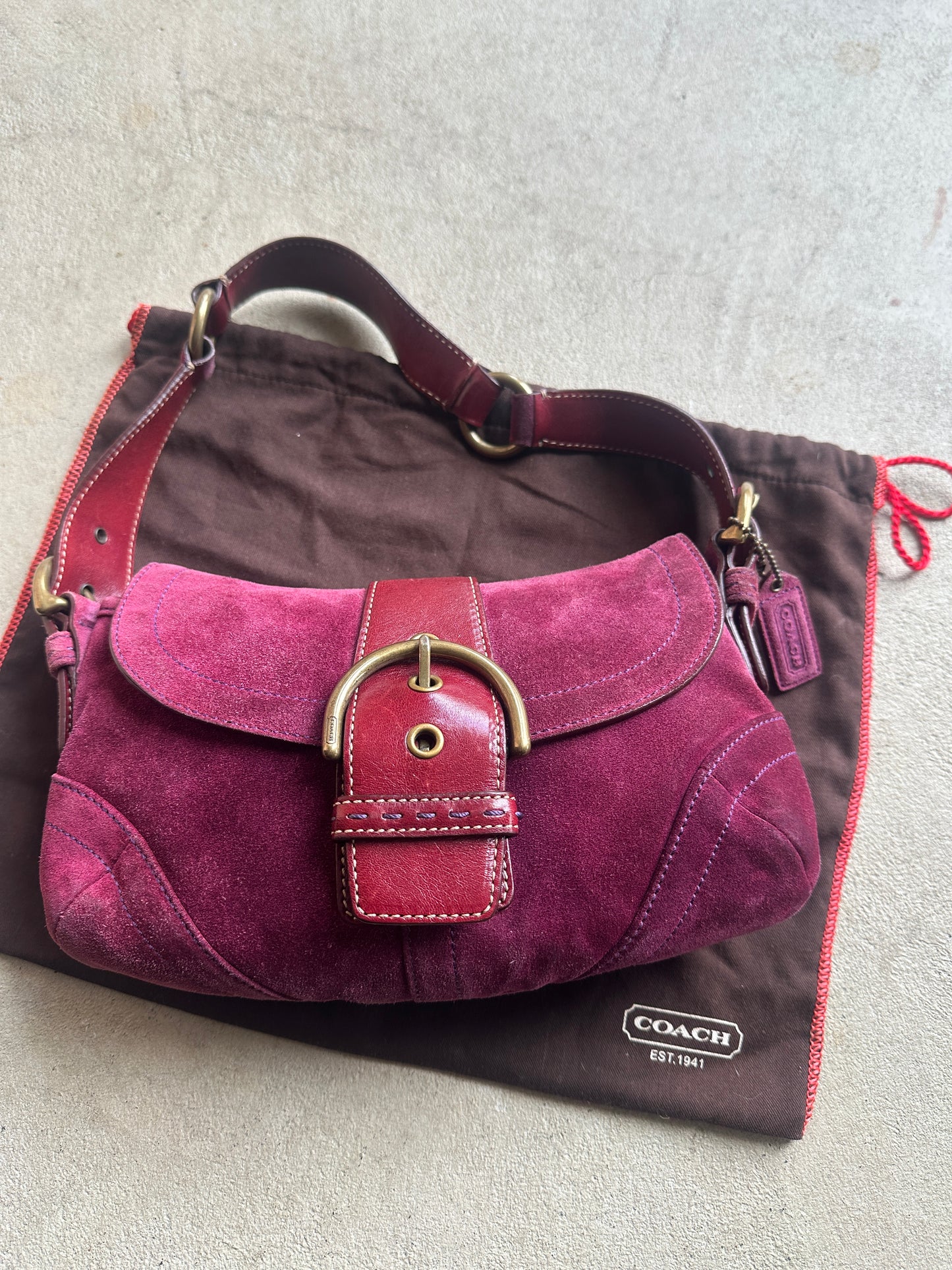 Vintage Purple Suede Coach Soho Mini Shoulder Bag