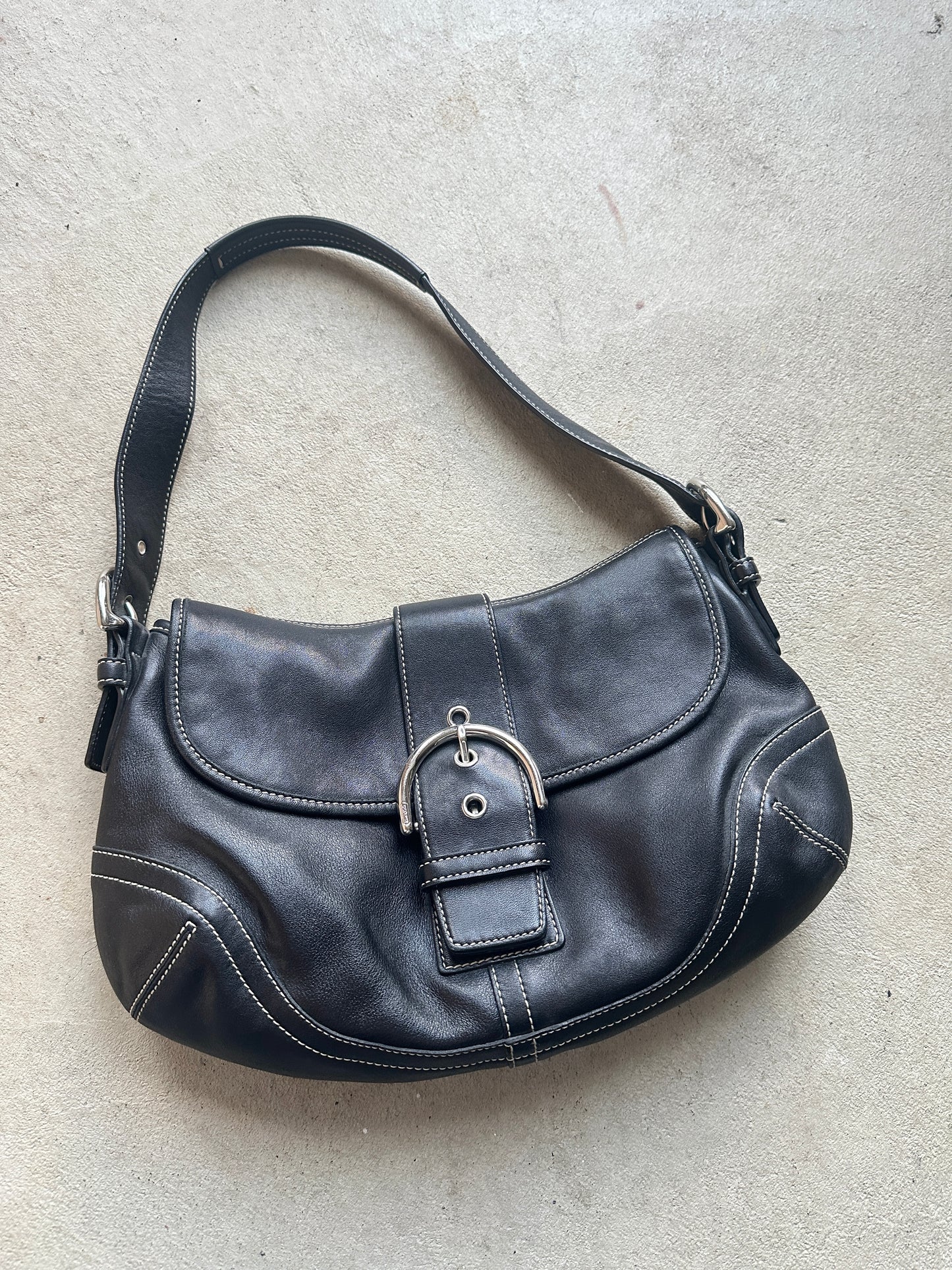 Vintage Coach Black Leather Soho Shoulder Bag