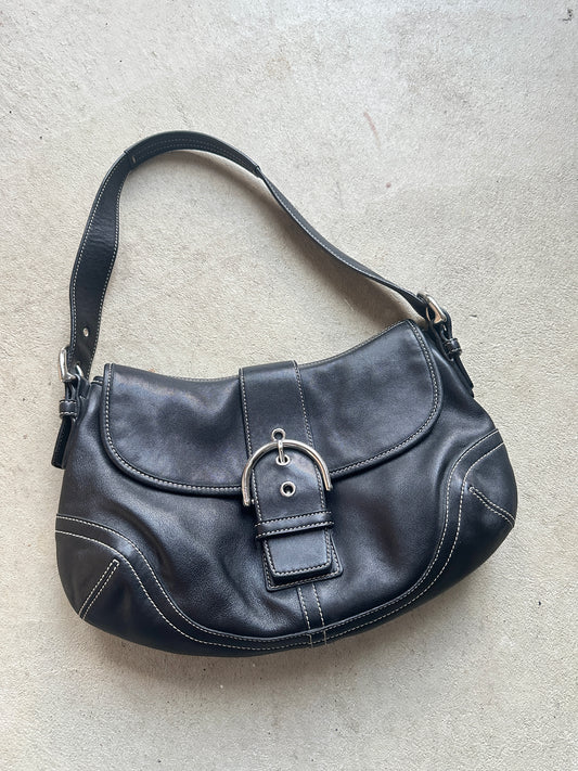 Vintage Coach Black Leather Soho Shoulder Bag