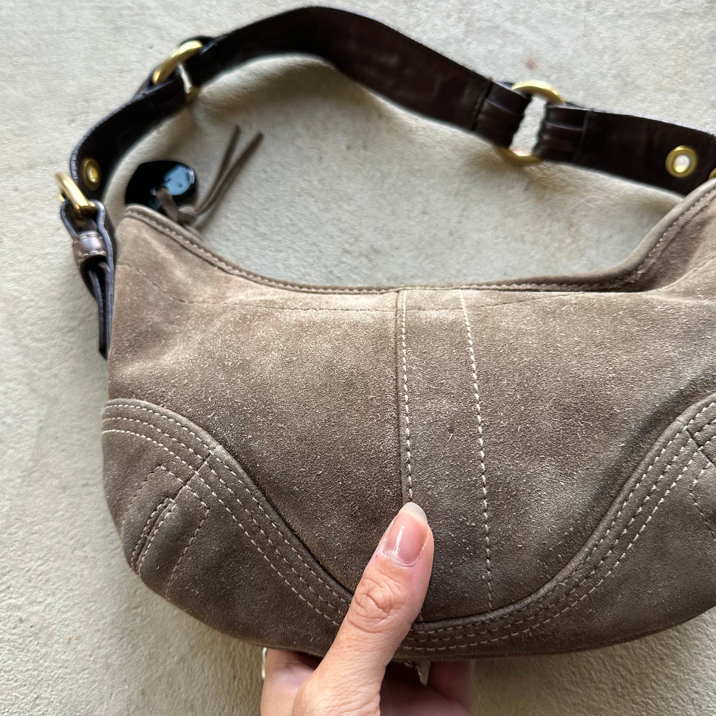 Vintage Y2K Coach Suede Brown Shoulder Bag