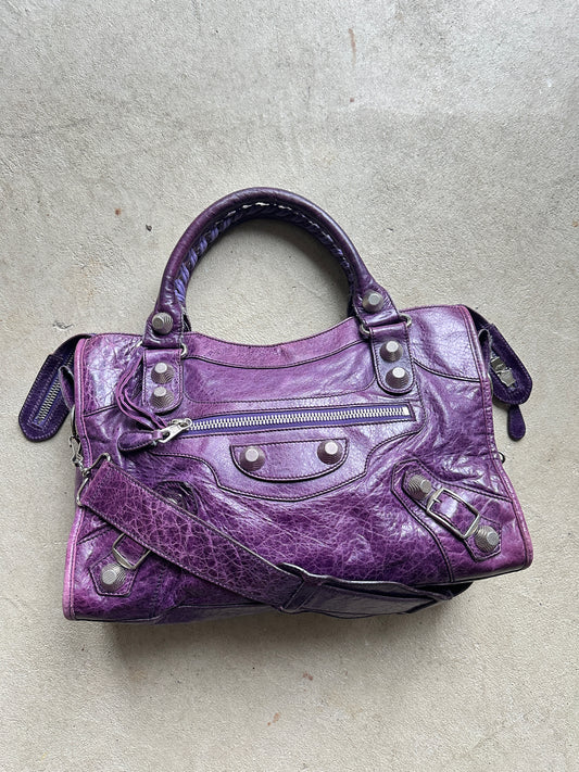 Vintage Purple Balenciaga City Bag