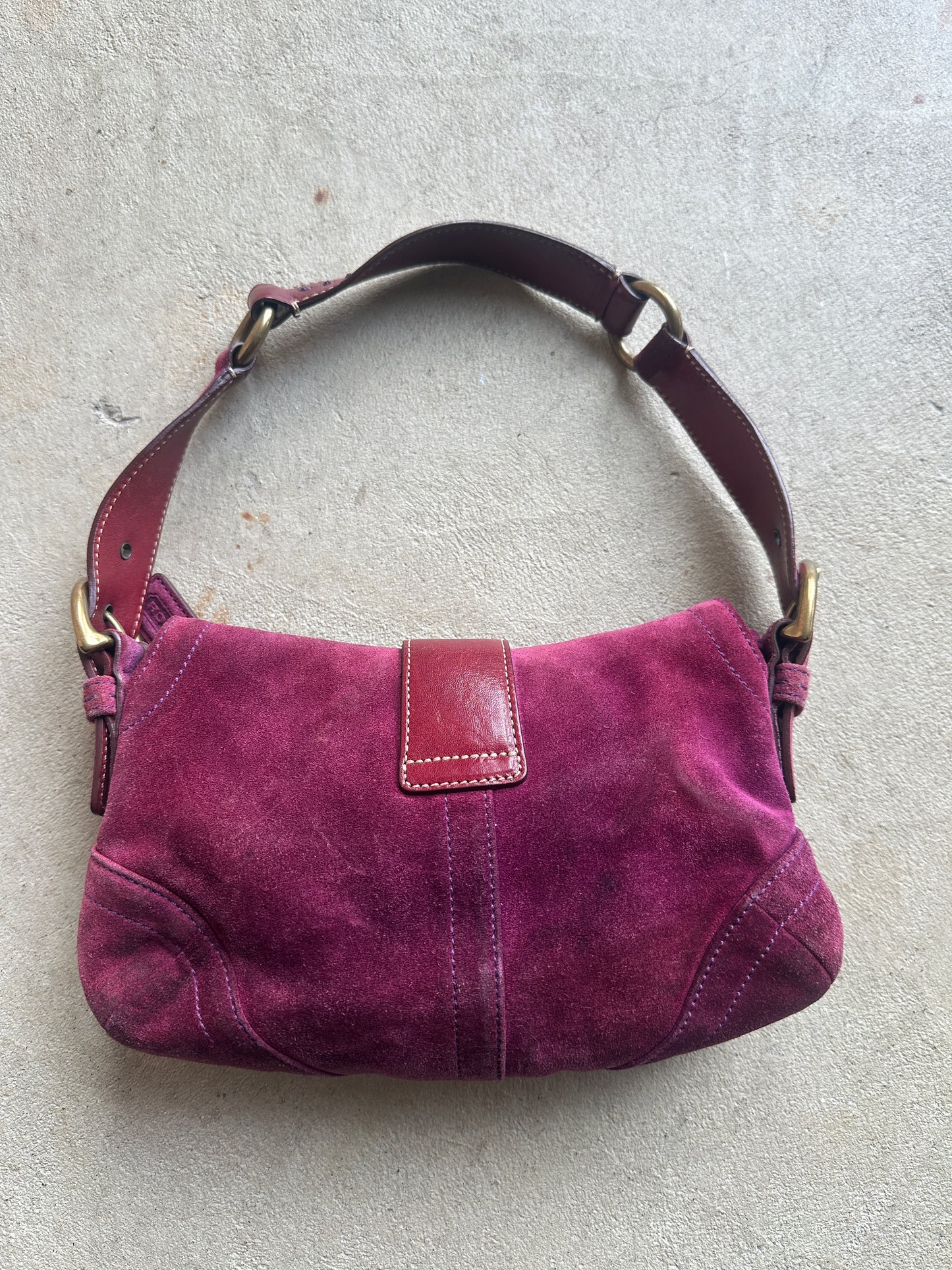Vintage Purple Suede Coach Soho Mini Shoulder Bag