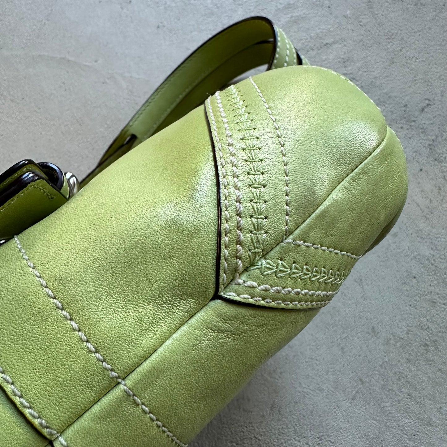 Vintage Y2K Coach Lime Green Mini Soho Leather Shoulder Bag