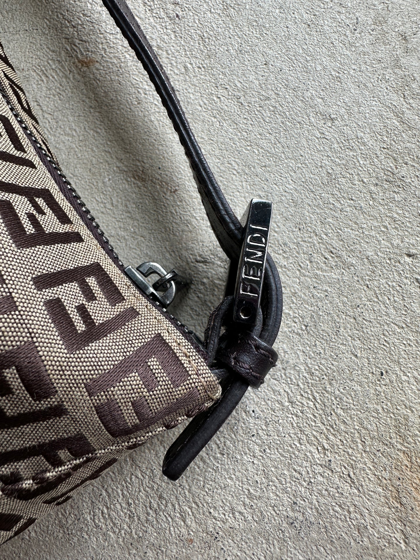 Vintage Fendi Brown Zucchino Mini Hand Bag