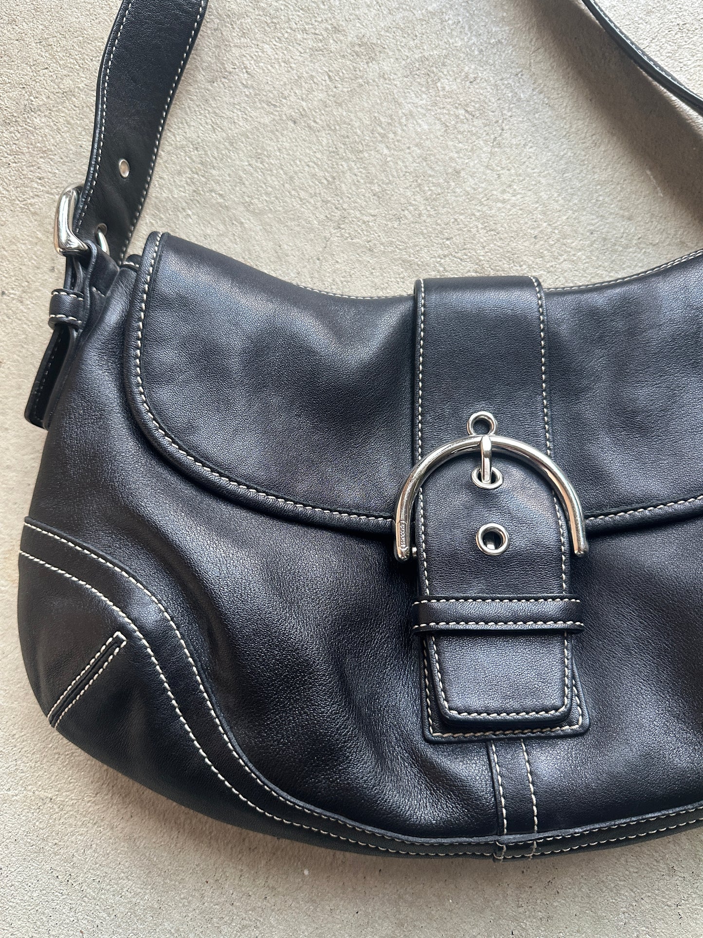 Vintage Coach Black Leather Soho Shoulder Bag