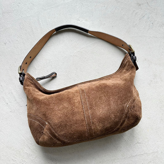 Vintage Y2K Coach Brown Suede Big Croissant Shoulder Bag