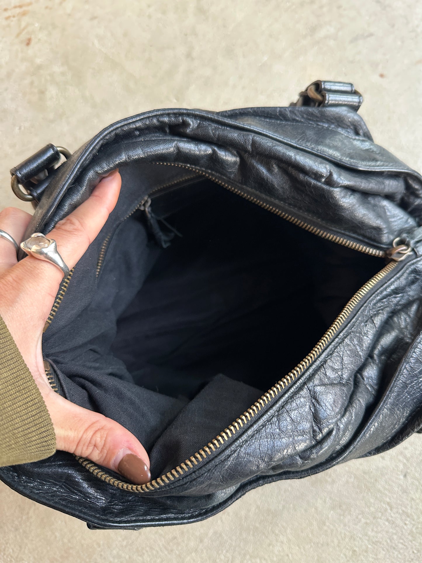 Vintage Black Balenciaga City Style Shoulder Bag