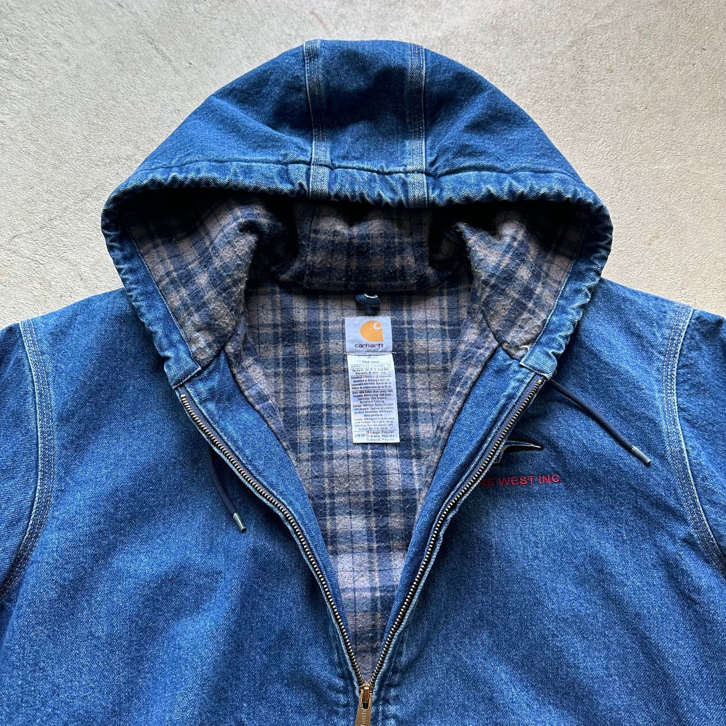 Vintage Carhartt Denim Hooded Jacket - XL