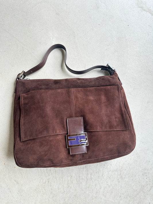Vintage Brown Suede Fendi Shoulder Bag