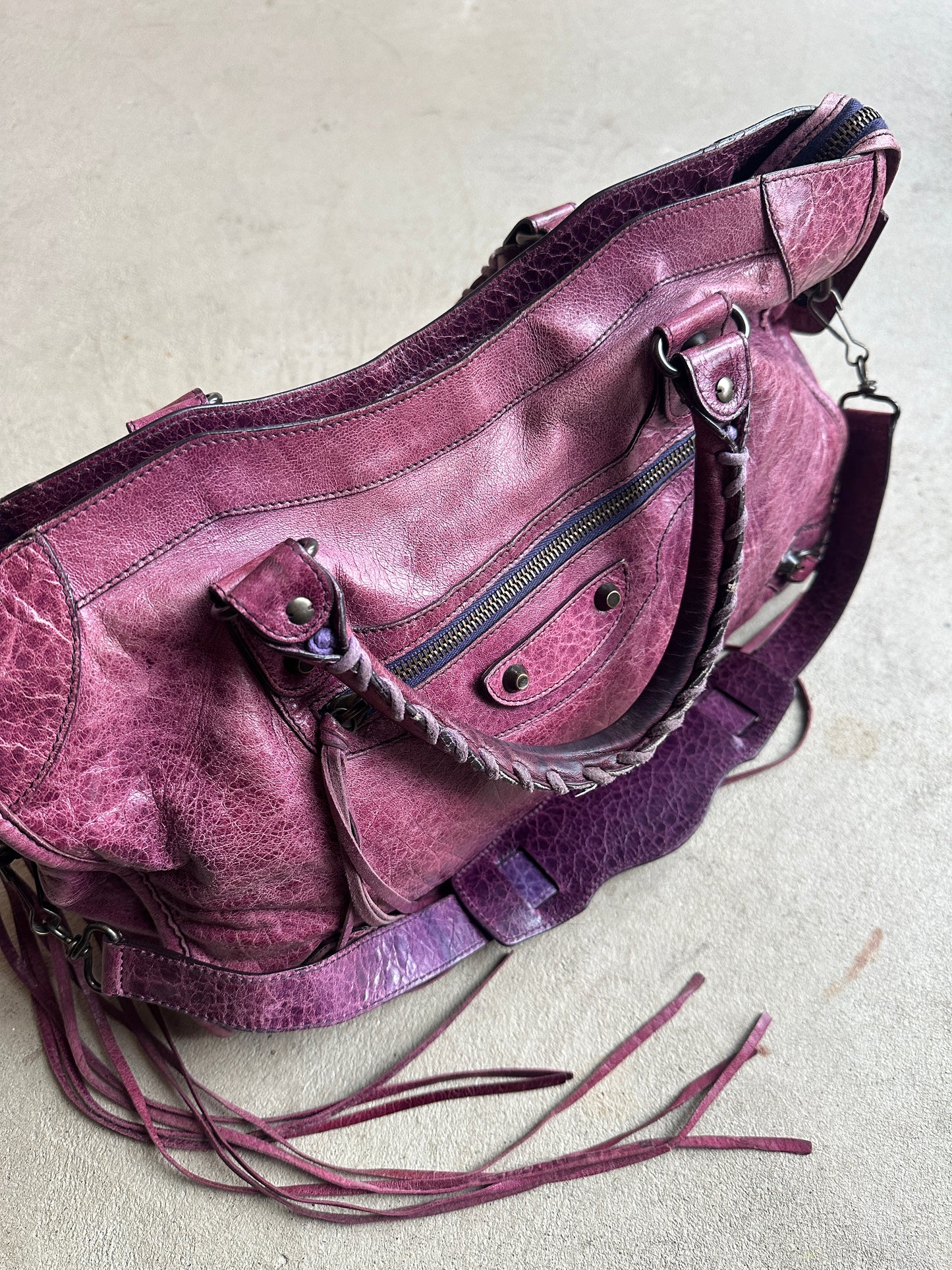 Vintage Maroon/burgundy Balenciaga City Bag