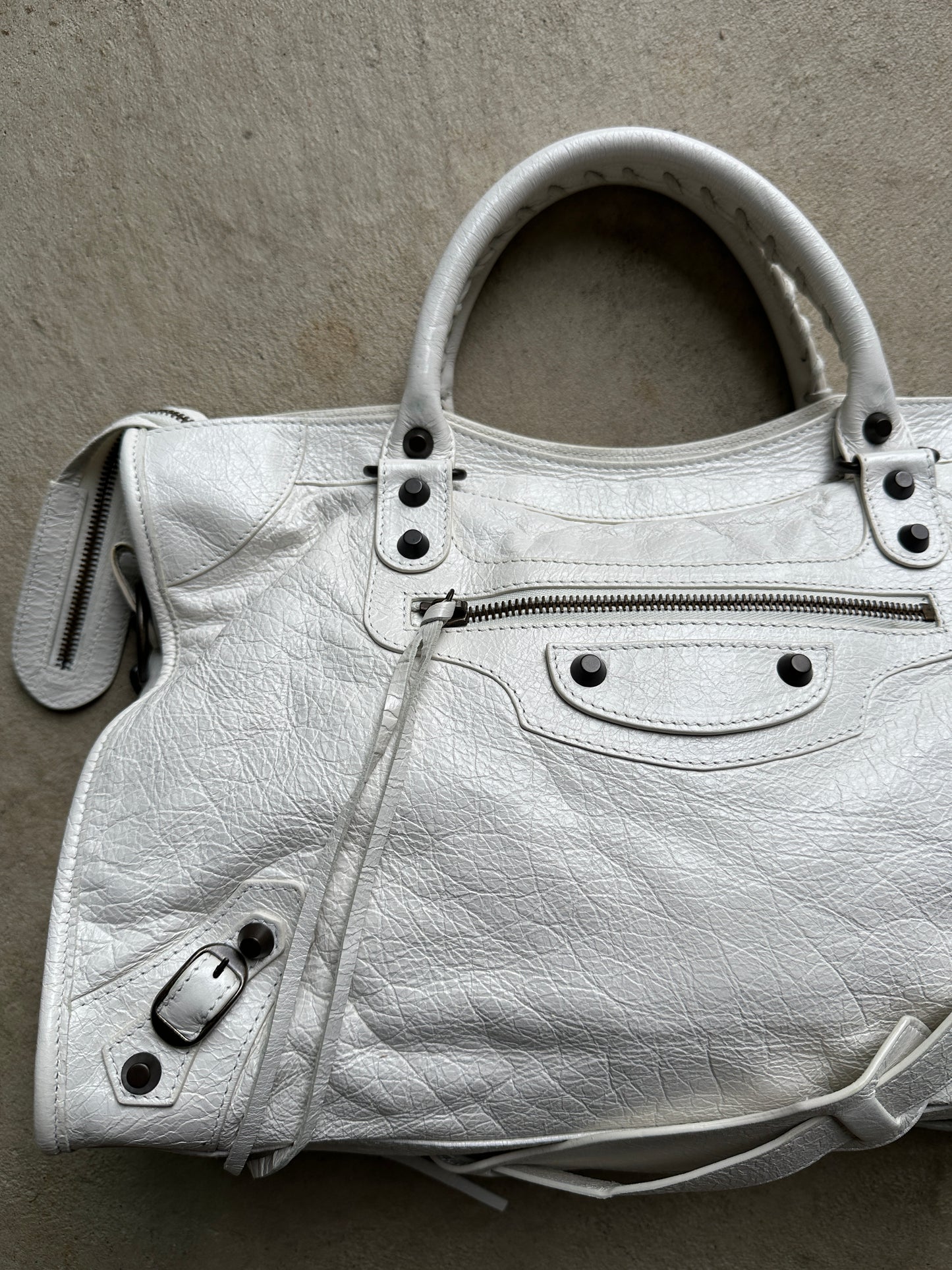 Vintage White Balenciaga City Bag