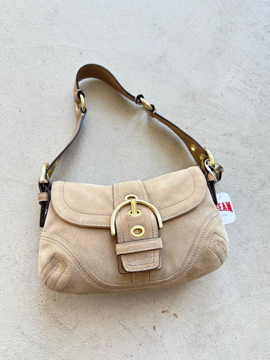 Vintage Y2K Coach Tan Suede Mini Soho Shoulder Bag