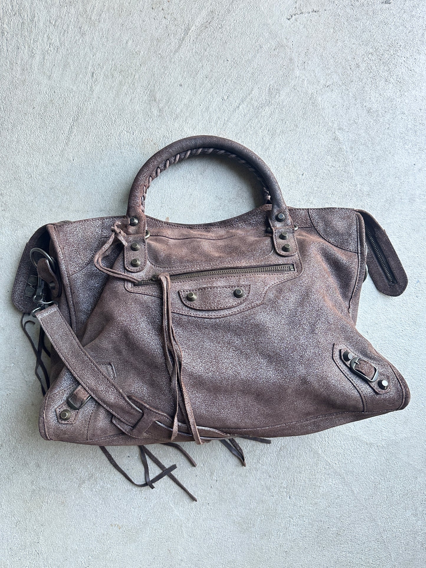 Vintage Rare Brown Metallic Balenciaga City Bag