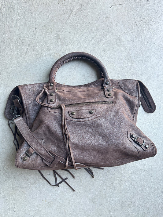 Vintage Rare Brown Metallic Balenciaga City Bag