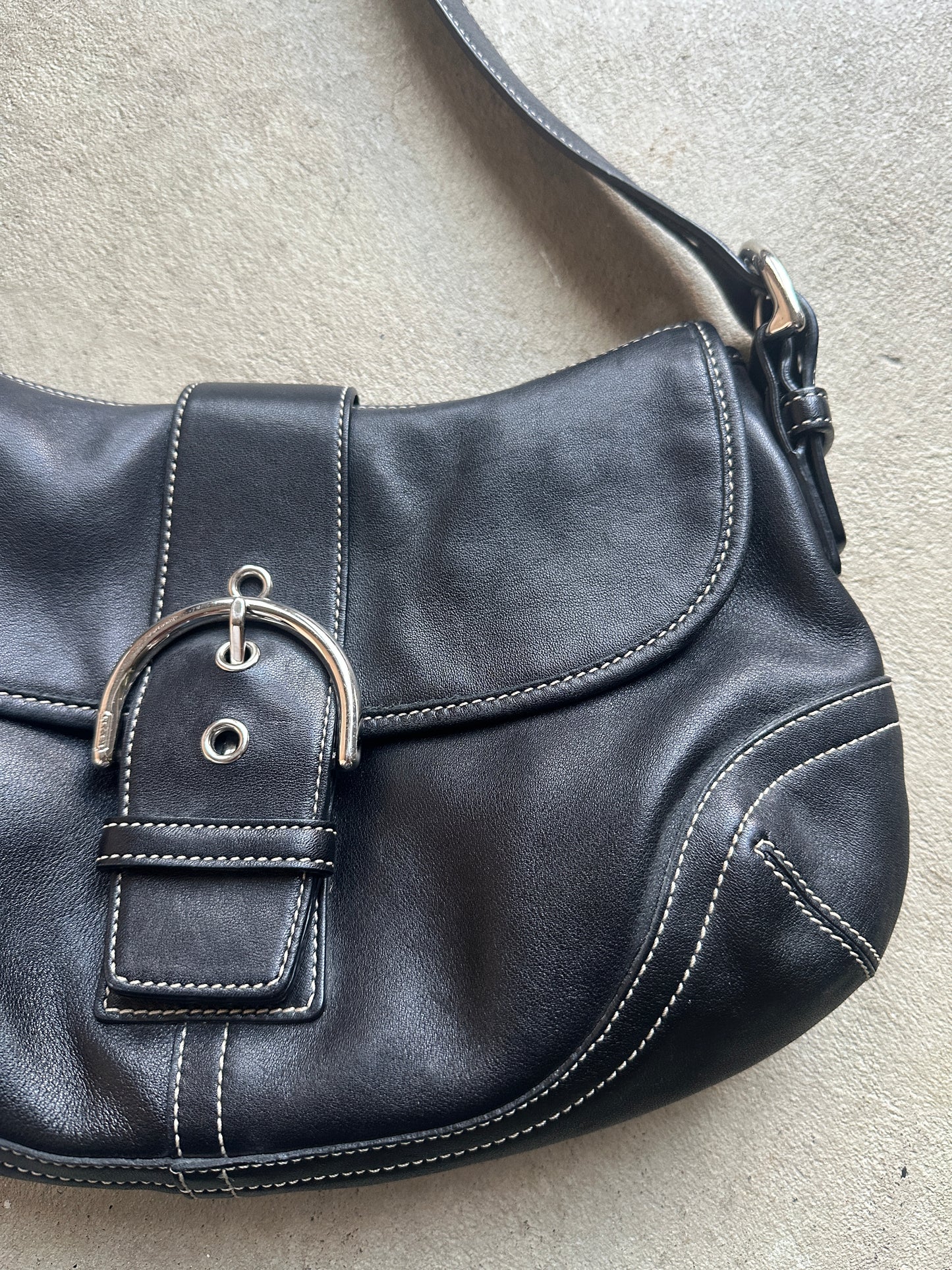 Vintage Coach Black Leather Soho Shoulder Bag