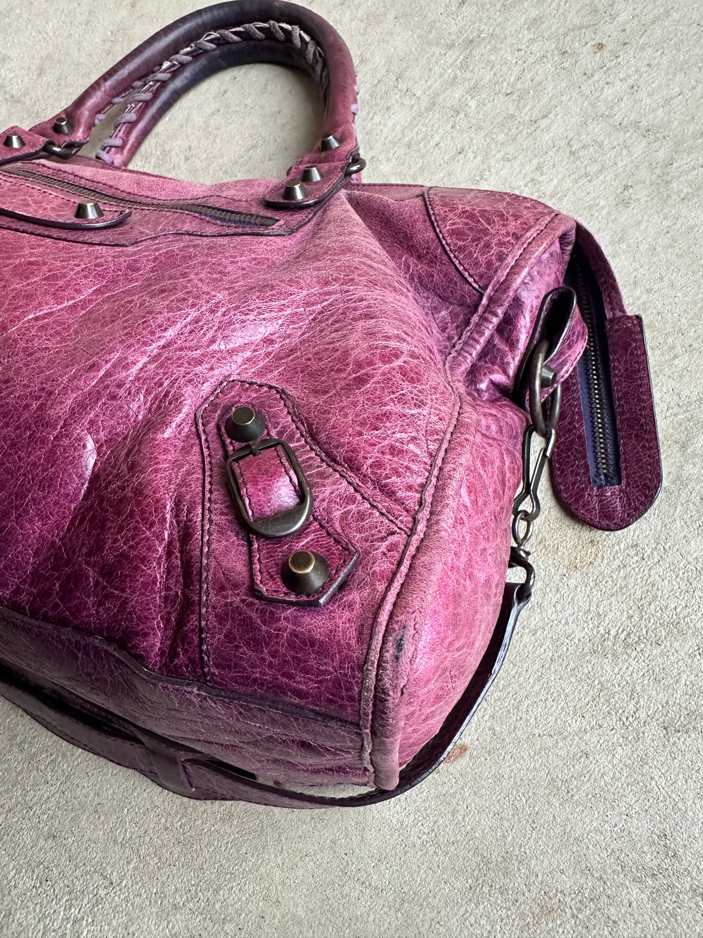 Vintage Maroon/burgundy Balenciaga City Bag