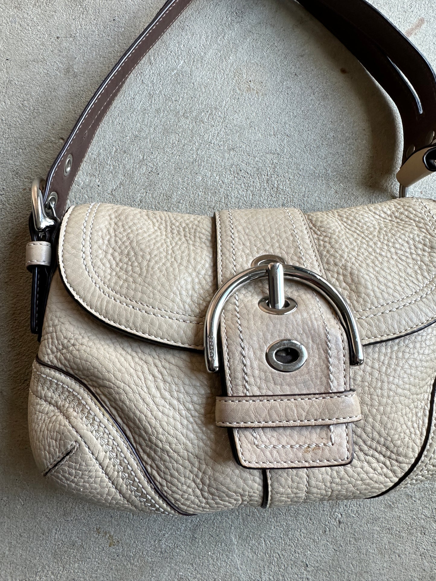 Vintage Coach Beige Mini Soho Shoulder Bag