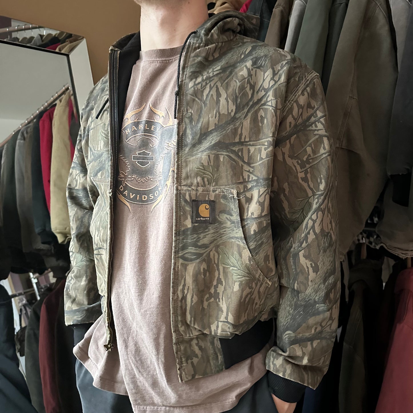 Vintage Carhartt Camo Hooded Jacket - M