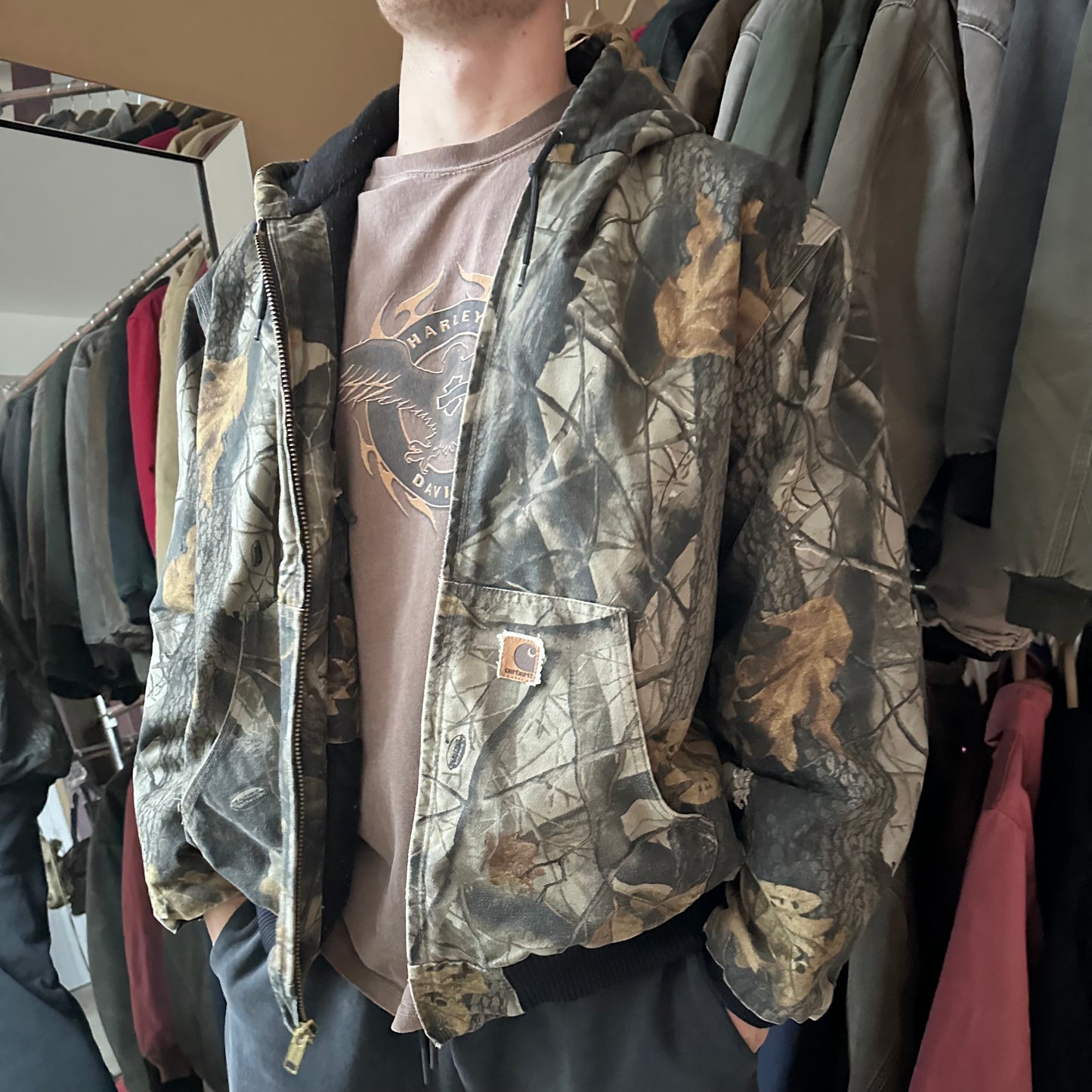 Vintage Carhartt Camo Hooded Jacket - XL