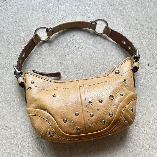 Vintage Y2K Coach Tan Studded Leather Shoulder
Bag