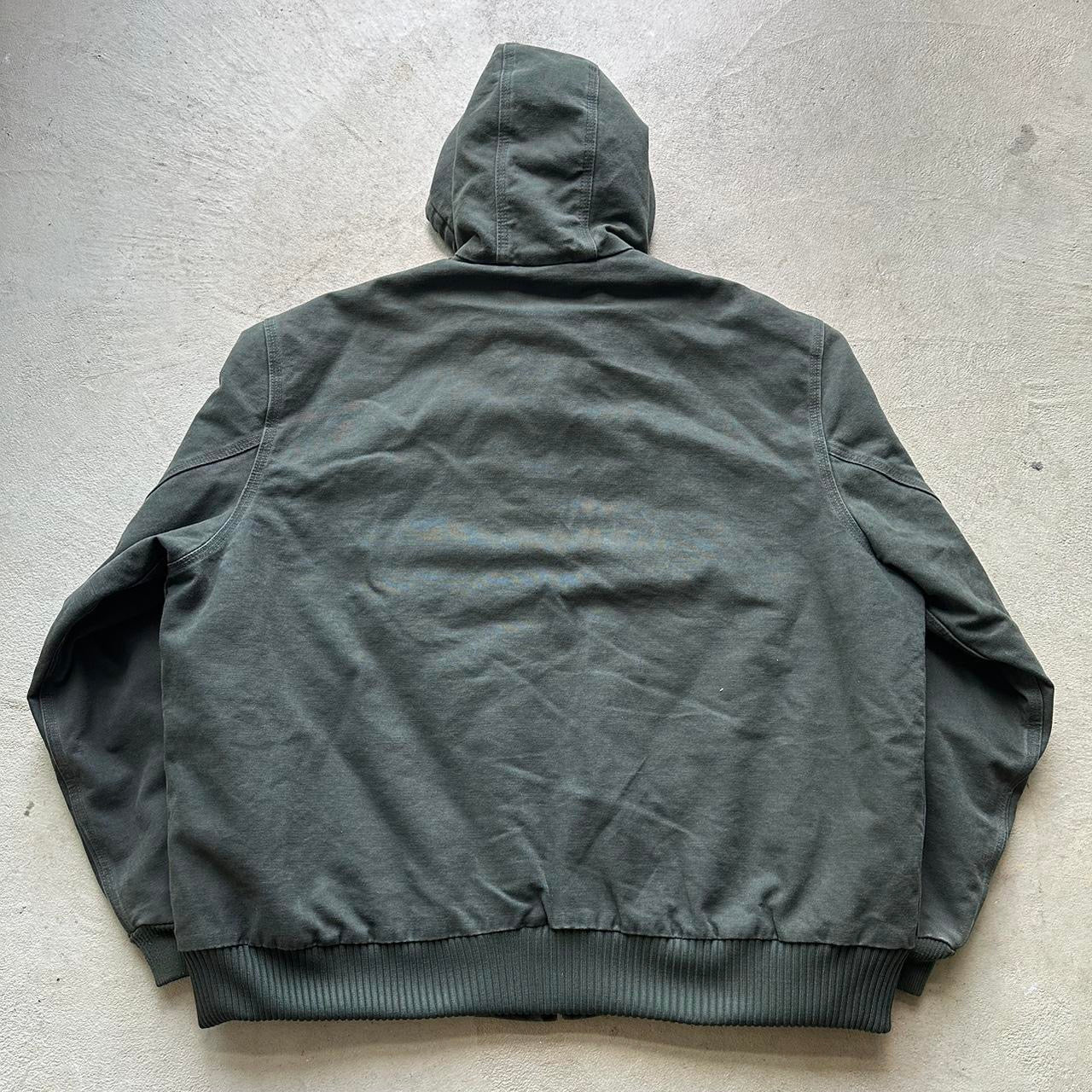 Vintage Carhartt Faded Green Hooded Jacket - XL