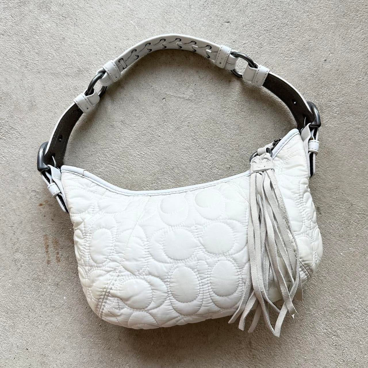 Vintage Y2K Coach Quilted White Hobo Shoulder
Bag