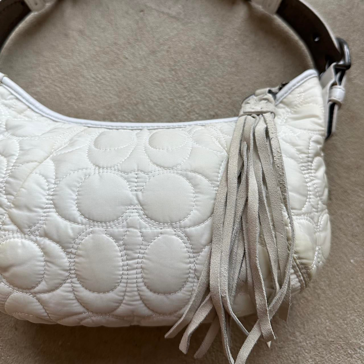 Vintage Y2K Coach Quilted White Hobo Shoulder
Bag