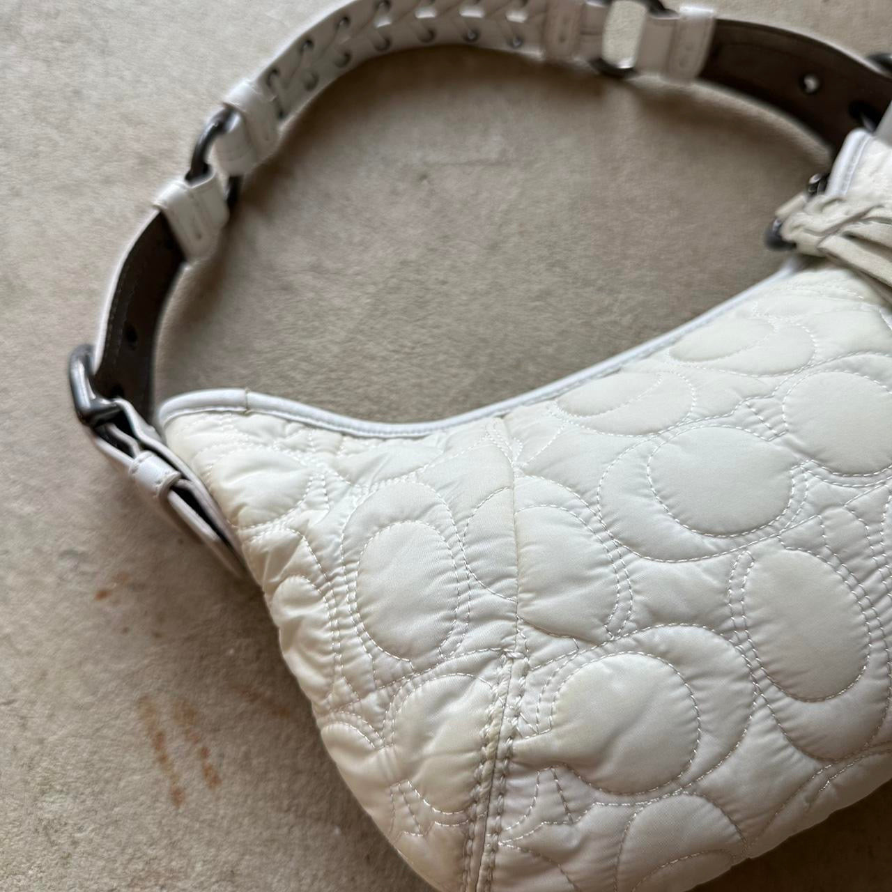 Vintage Y2K Coach Quilted White Hobo Shoulder
Bag