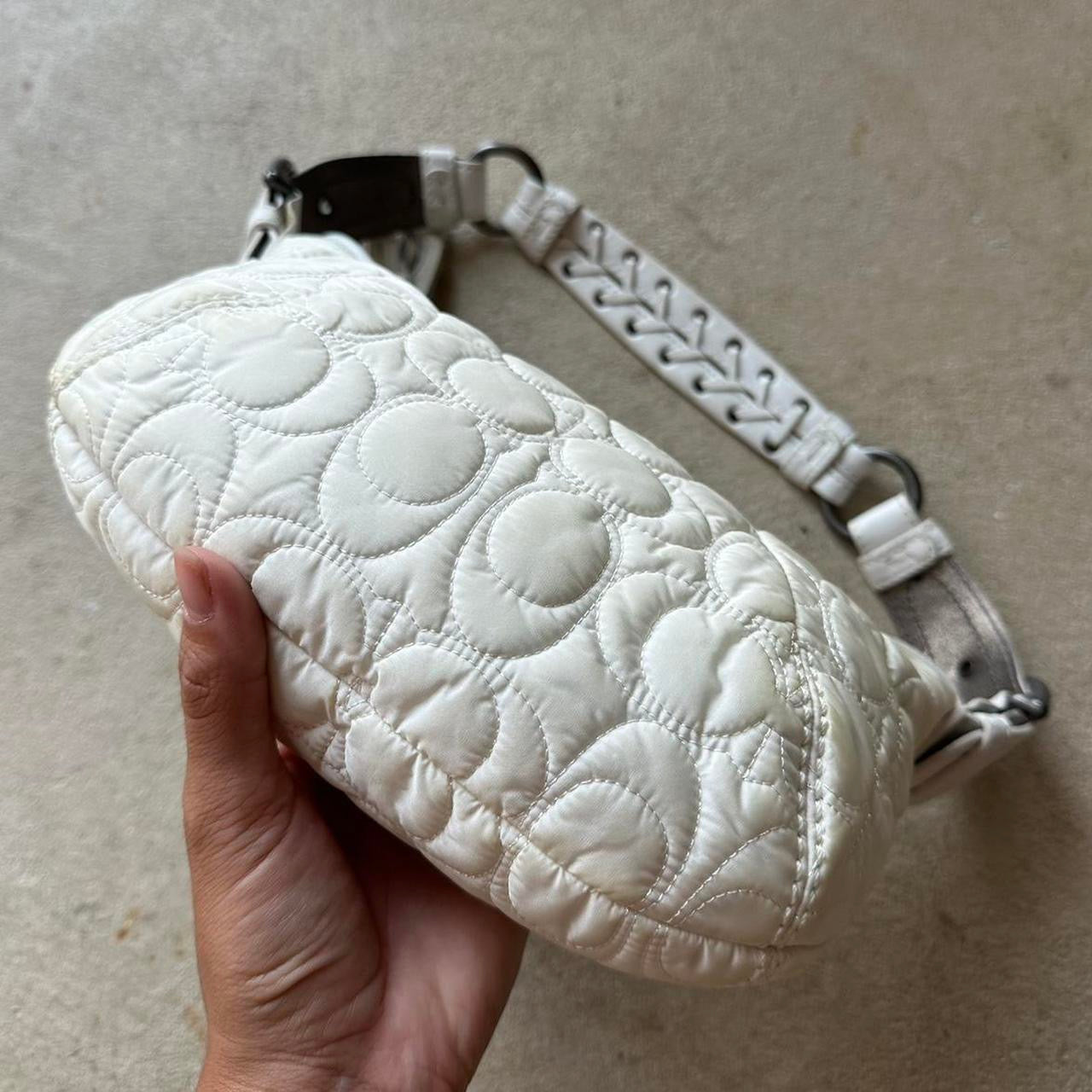 Vintage Y2K Coach Quilted White Hobo Shoulder
Bag