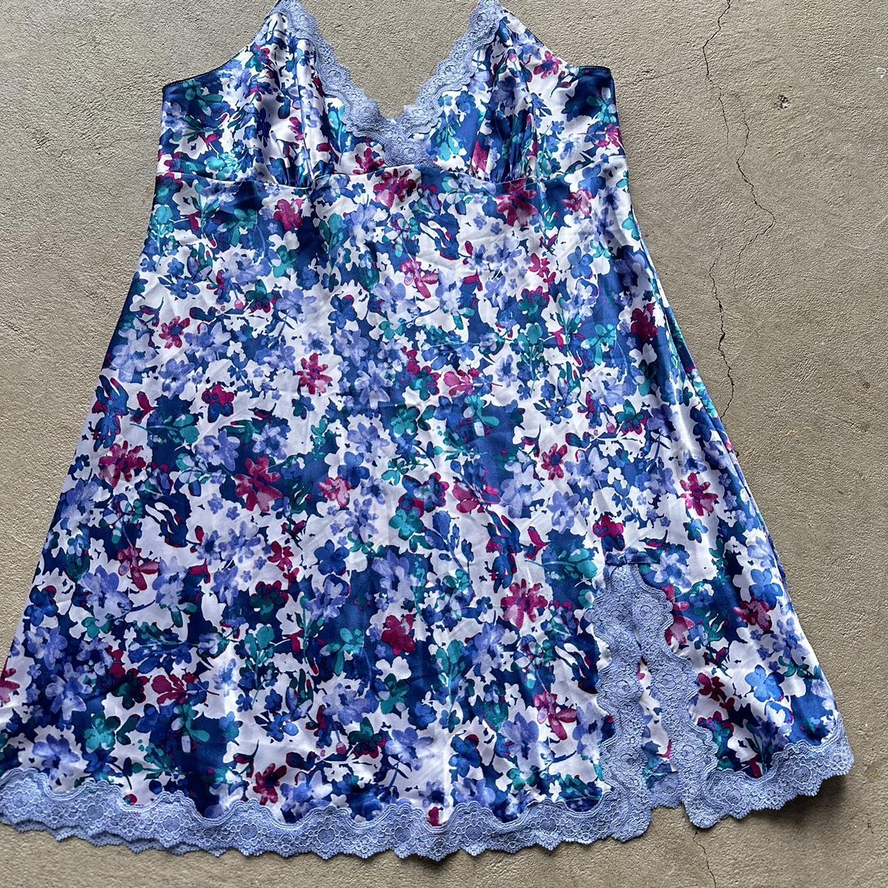 Vintage Y2K Floral Blue Slip Dress