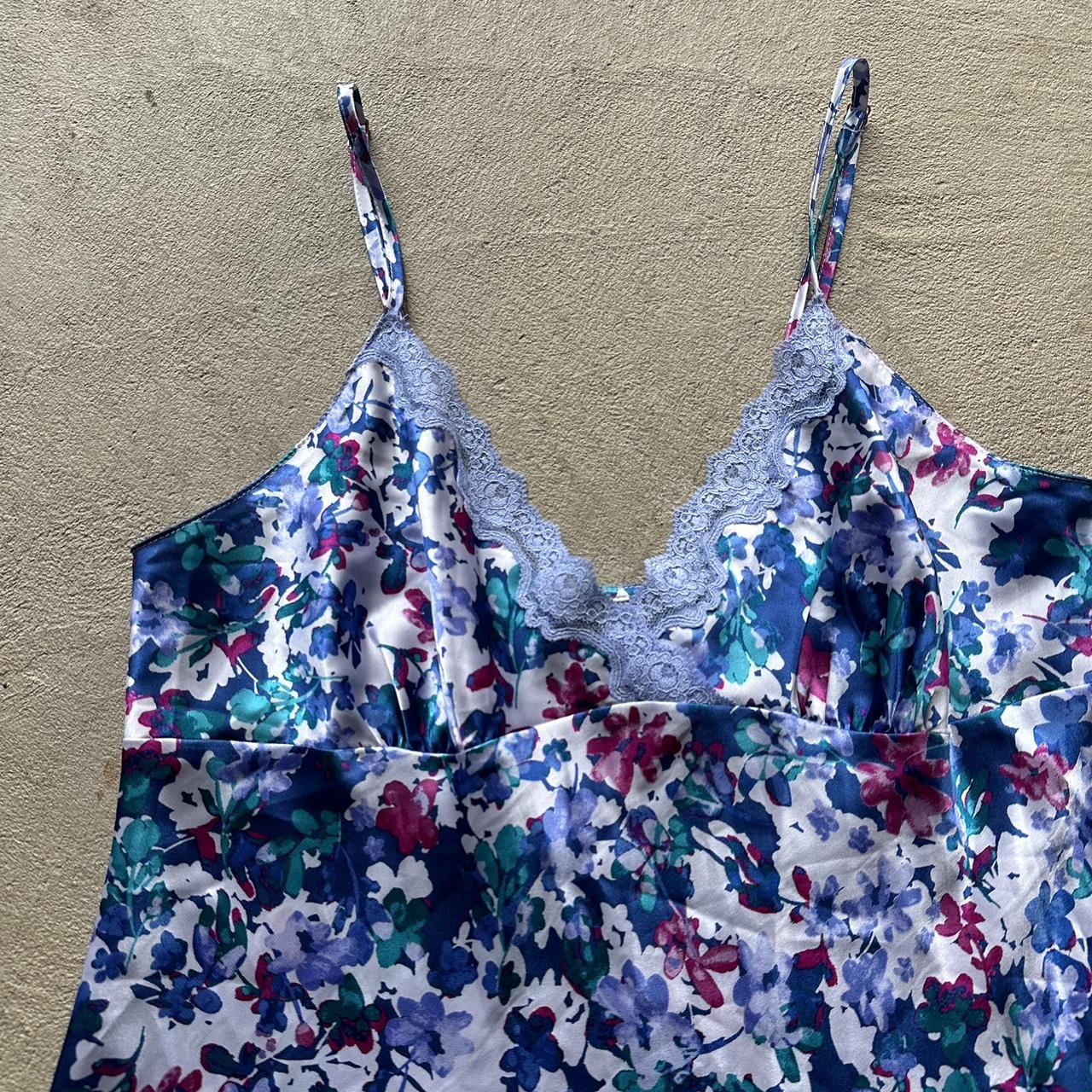 Vintage Y2K Floral Blue Slip Dress