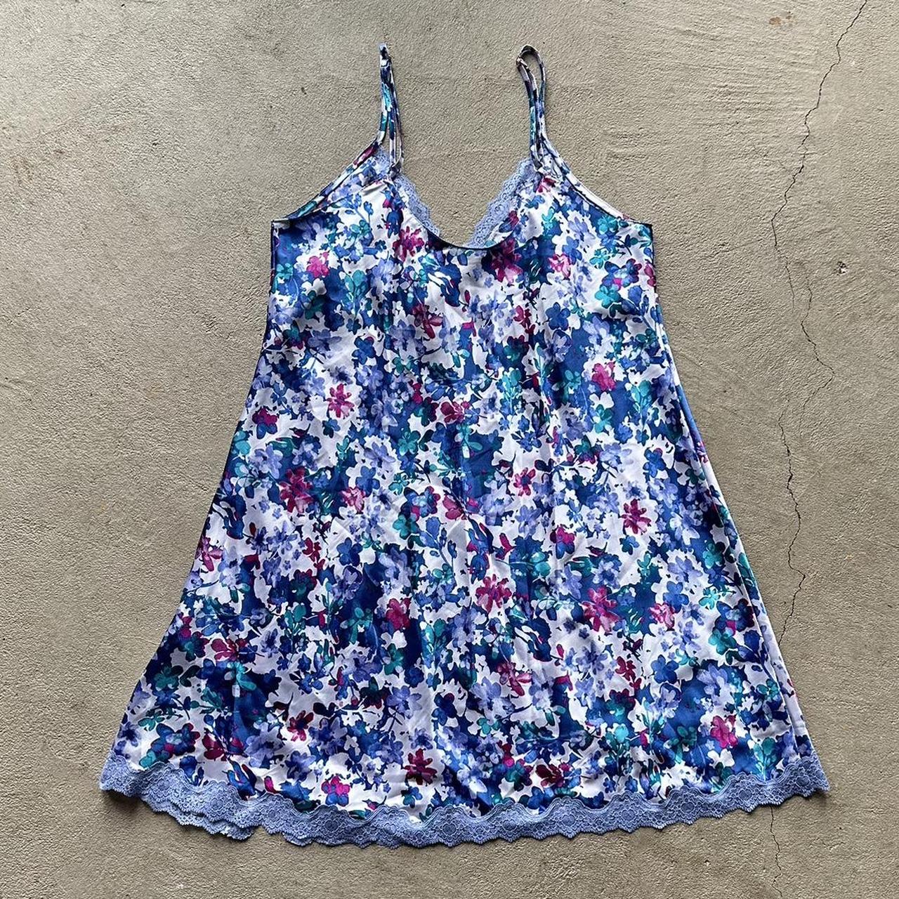 Vintage Y2K Floral Blue Slip Dress