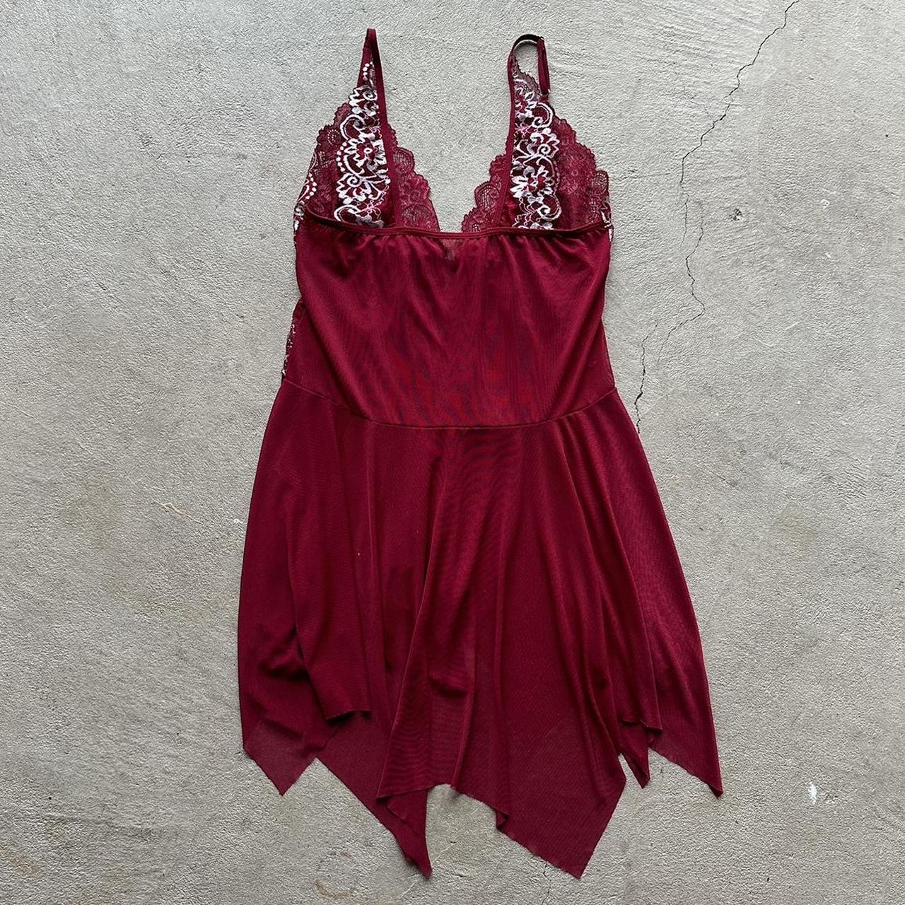 Y2K Maroon Long Lace Top - S/M