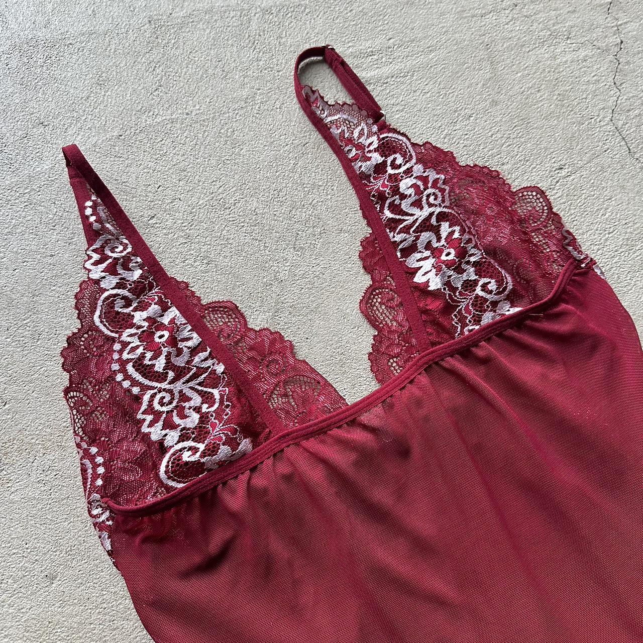 Y2K Maroon Long Lace Top - S/M