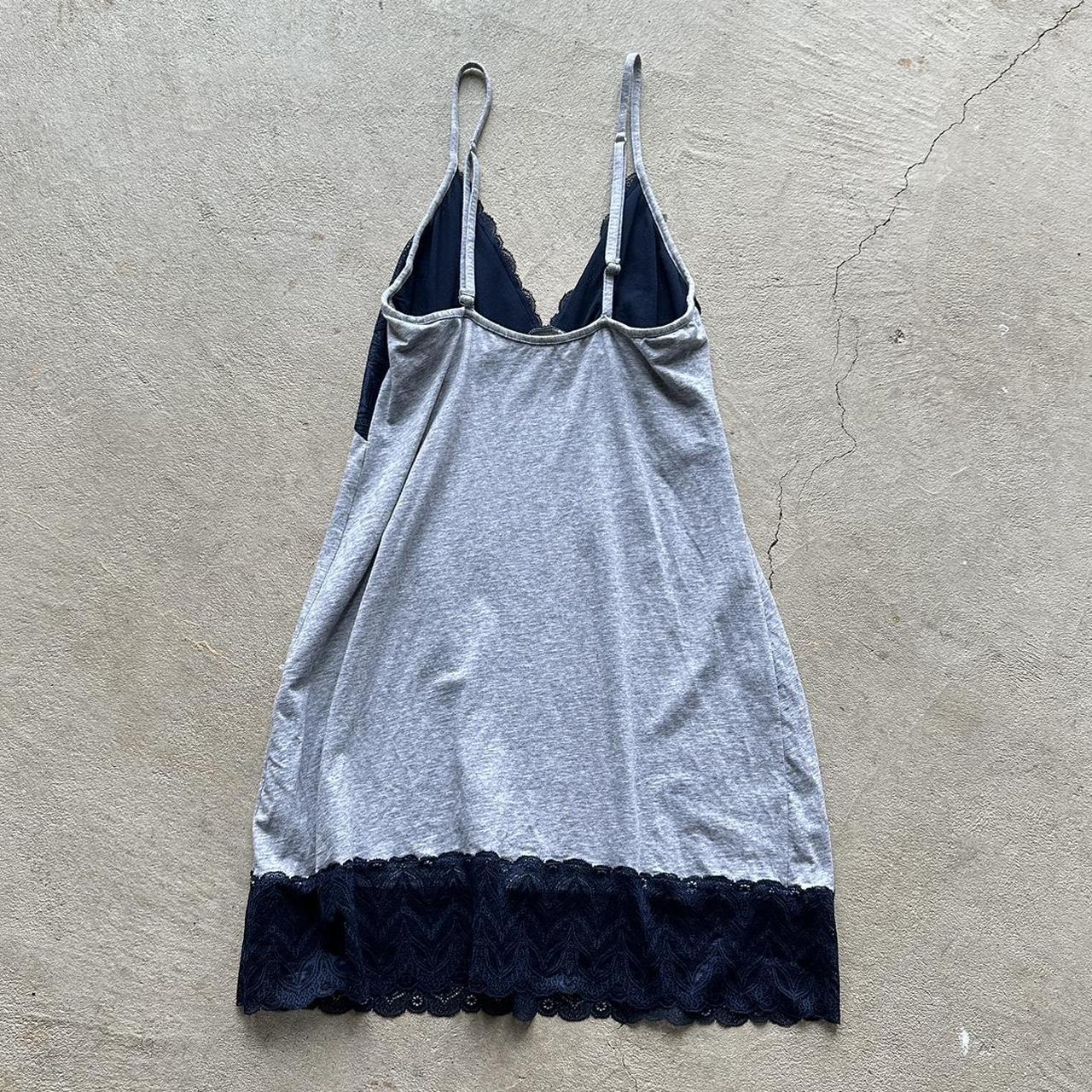 Y2K Grey & Navy Lace Dress - L