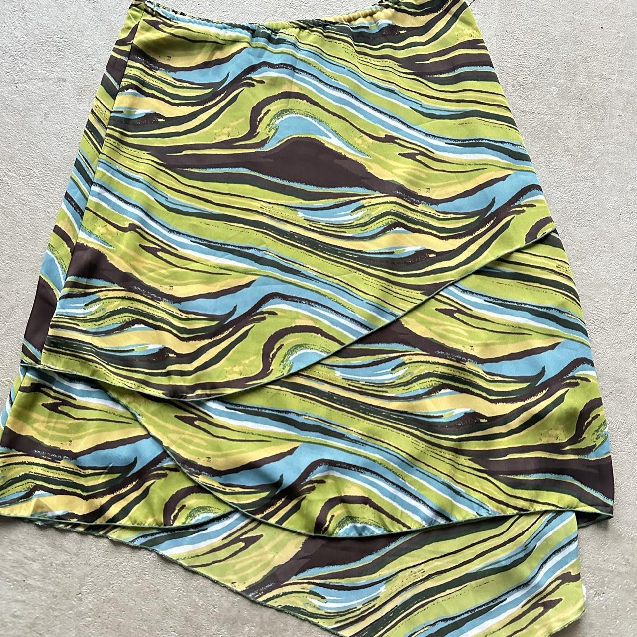 Y2K Asymmetrical Swirl Pattern Skirt - 33.5