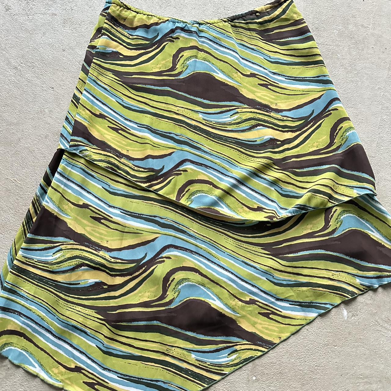 Y2K Asymmetrical Swirl Pattern Skirt - 33.5