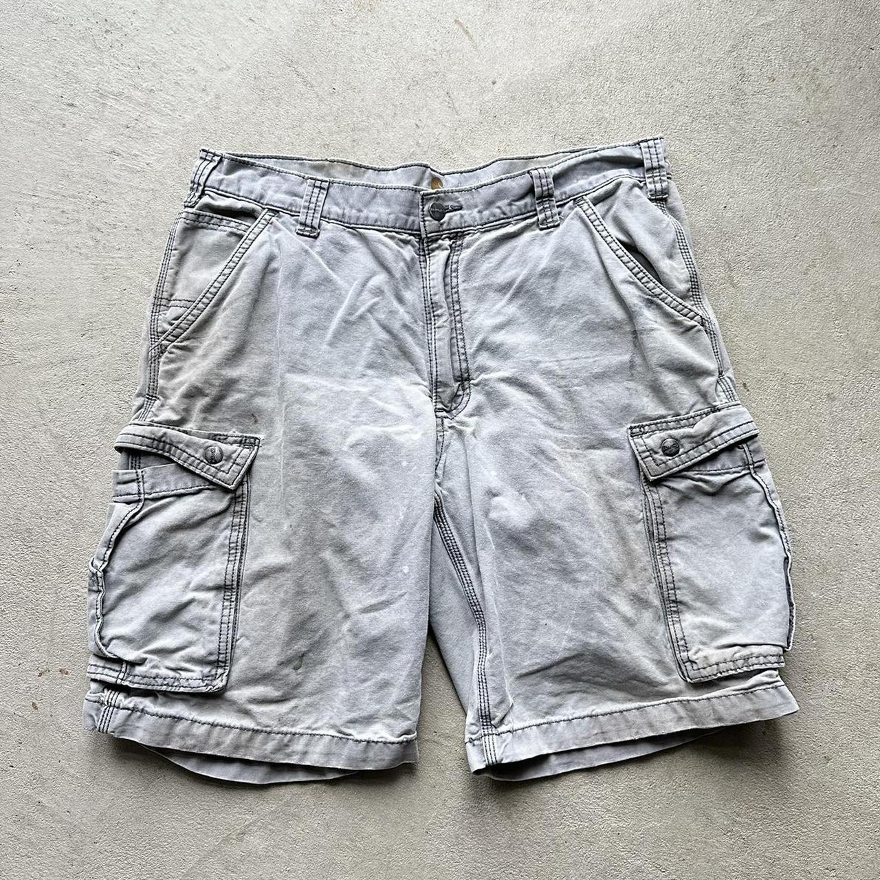 Thrashed Carhartt Grey Cargo Shorts - 35